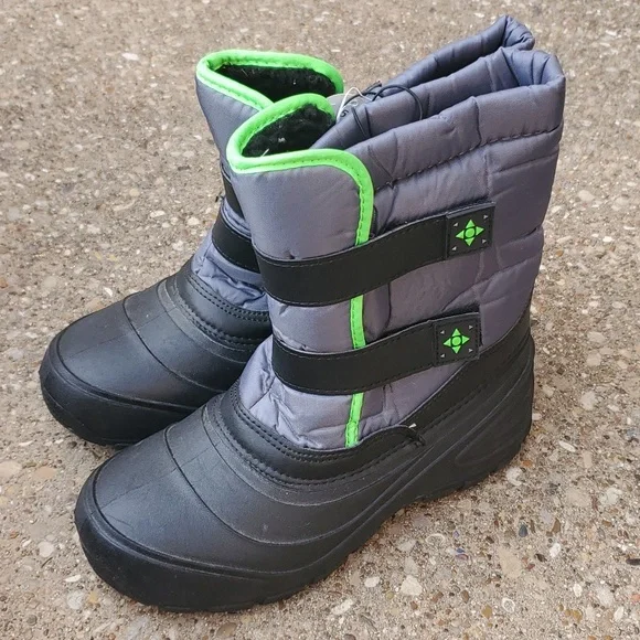 Wonder Nation Snow Boots Black Grey Big Kid Youth 5 Lined Skid Resistant - Picture 2 of 8